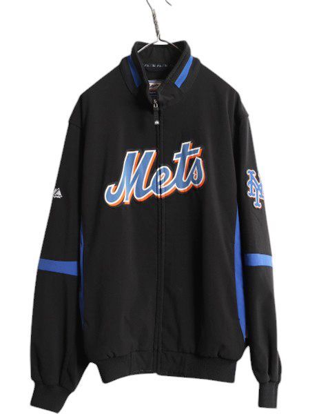 【お得なクーポン配布中!】 MLB オフィシャル Majestic メッツ ソフトシェル スタジャン メンズ L 裏 フリース ナイロン ジャケット ブルゾン ブラック ハイネック 黒