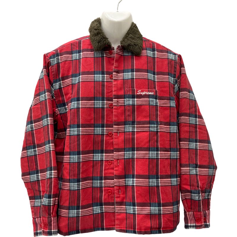 SUPREME シュプリーム 21AW Faux Fur Collar Flannel Shirt フランネルシャツ