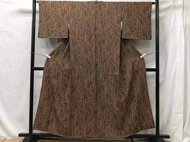 H458☆送料込み❣️小紋 着物 5枚 まとめ売り❣️ 縞小紋 袷 正絹 黒 白 縦縞 菱文 SMサイズ ki29609 美品 こもん