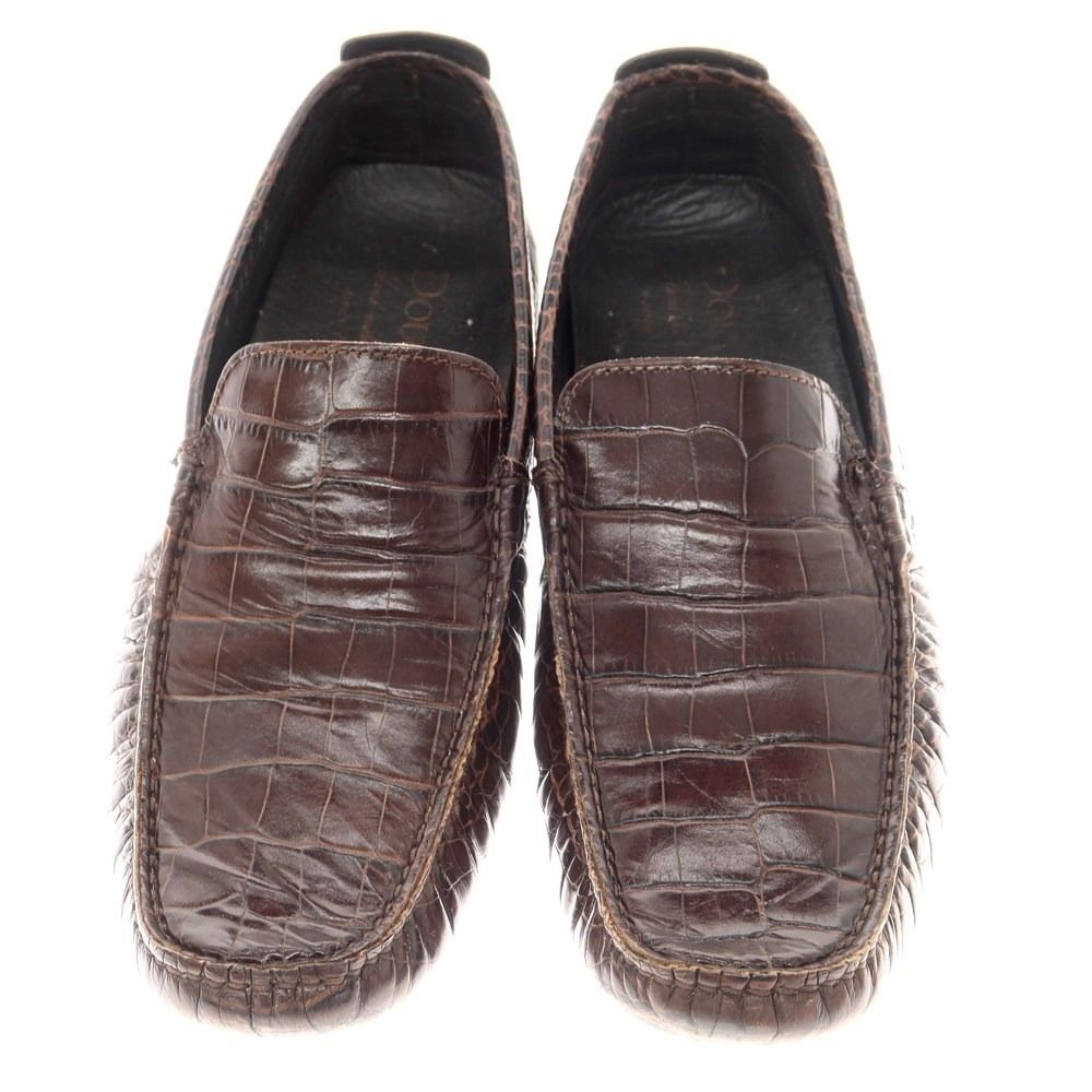 中古】デュカルス DOUCALS クロコダイル型押しレザー