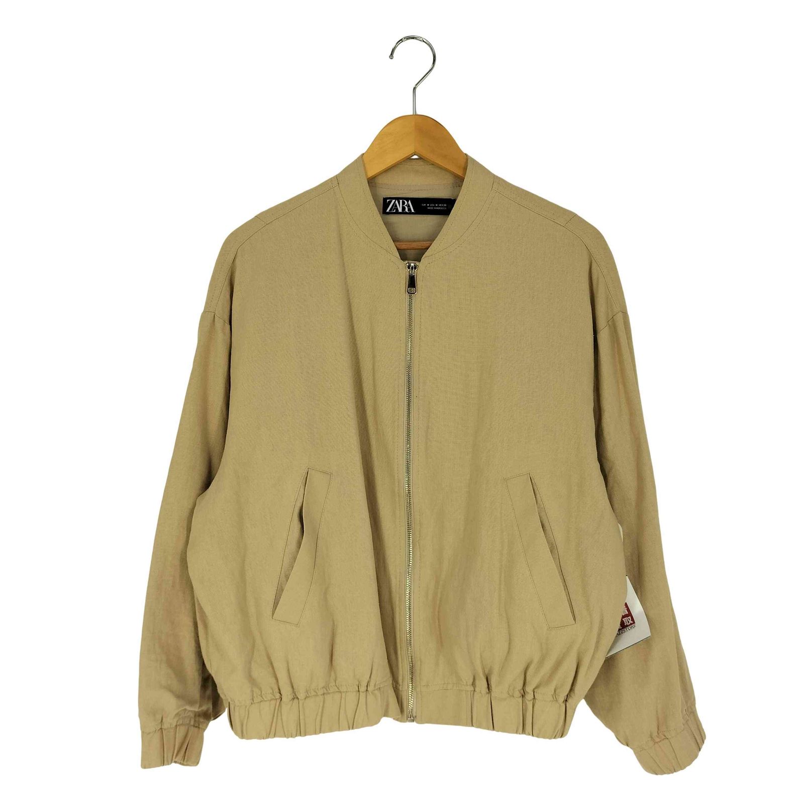 ザラ ZARA リネンレーヨン ボンバージャケット ブルゾン レディース