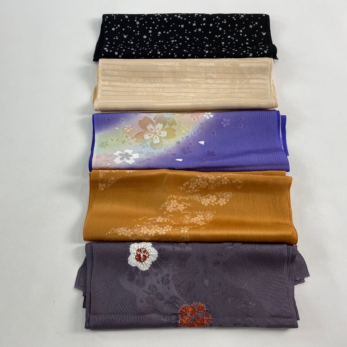 帯揚げ 優品 帯揚げ5枚セット 青紫 正絹 和装小物