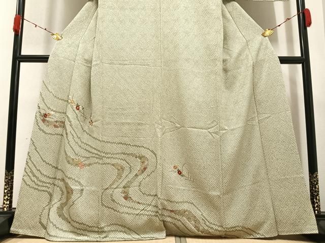 平和屋着物○訪問着 絞り 刺繍 草花文 ますいわ屋扱い 正絹 逸品