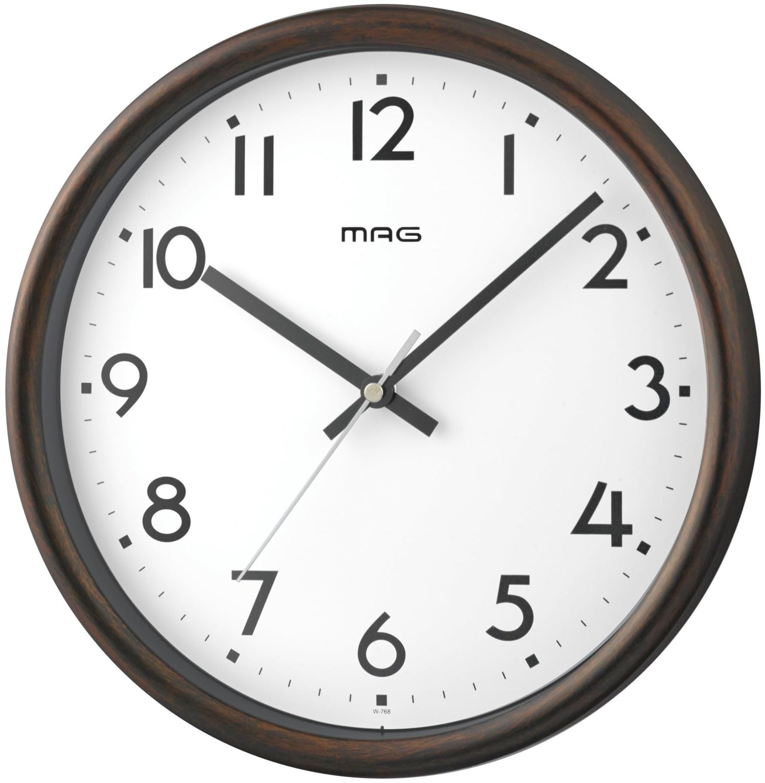 【迅速発送】MAG(マグ) 掛け時計 電波時計 アナログ トルテ 夜間秒針停止機能付き 木目調 ブラウン W-768BR-Z
