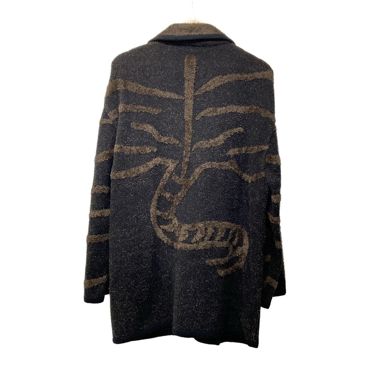 伊太利屋 GKITALIYA イタリヤ コート サイズ11 M レディース - 黒×ダークブラウン 長袖 ニット 冬