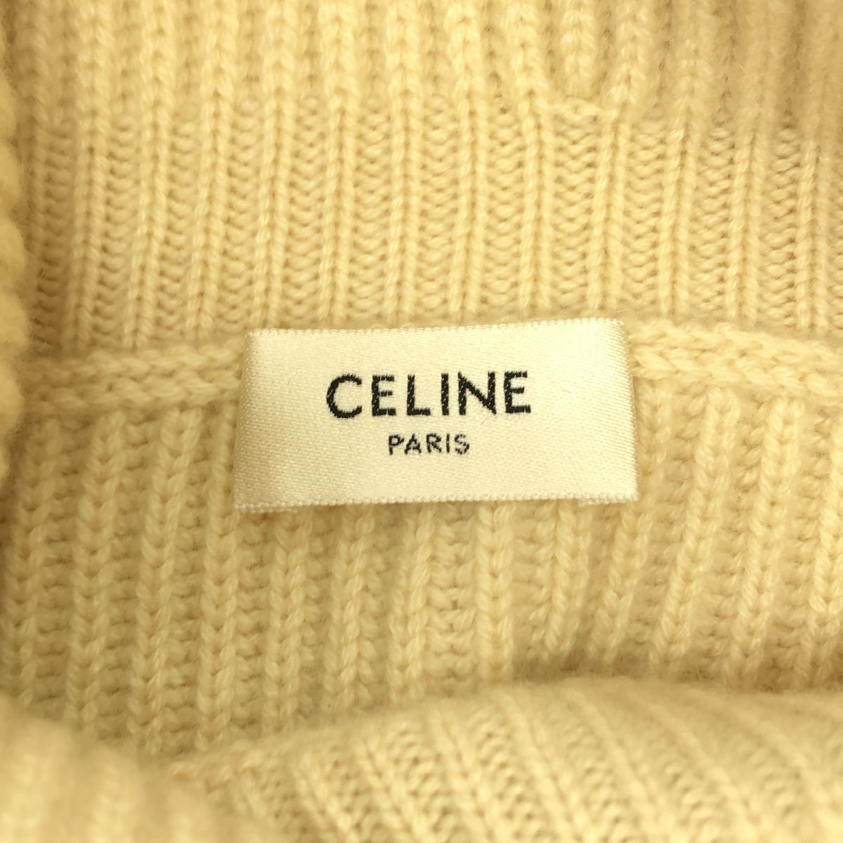  CELINE セリーヌ カシミヤ ボリュームスリーブ タートルネックニット XS アイボリー レディース その他 トップス