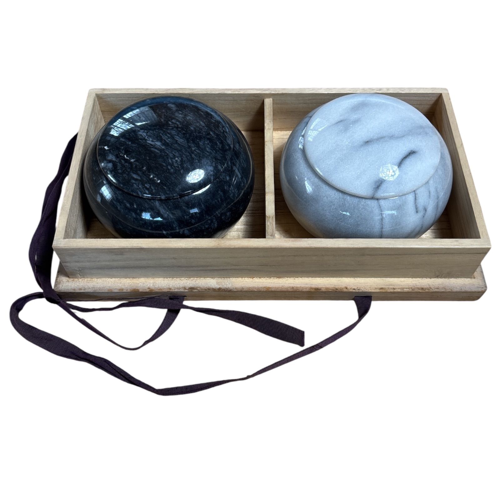 希少 大理石 碁石 囲碁 囲碁道具 天然石 碁笥付き 白黒セット - メルカリ