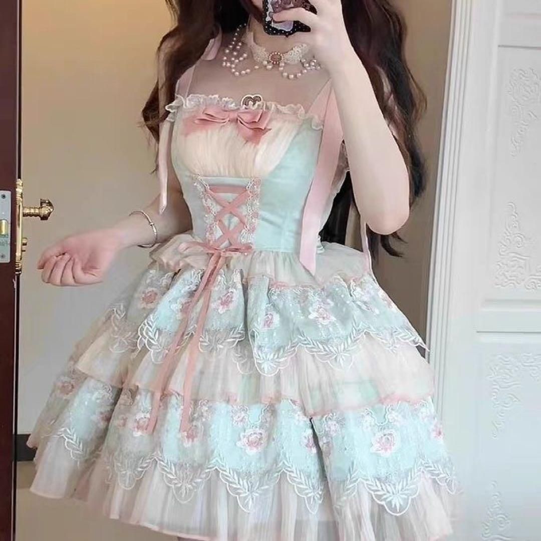 ロリータドレス JSK ゴスロリドレス 花嫁風 森ガール 姫様 アイドル衣装 ロリータ JSK ゴスロリドレス 花嫁風洋服宮殿風 森ガール 姫様
