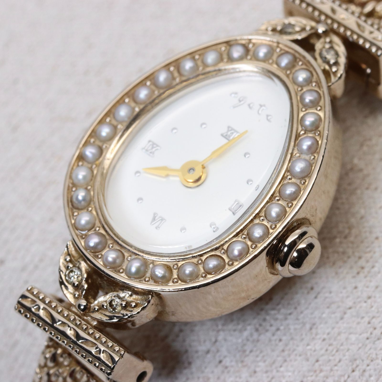 美品 アガット 2021年限定 ジュエリーウォッチ 時計 パール/24-1840