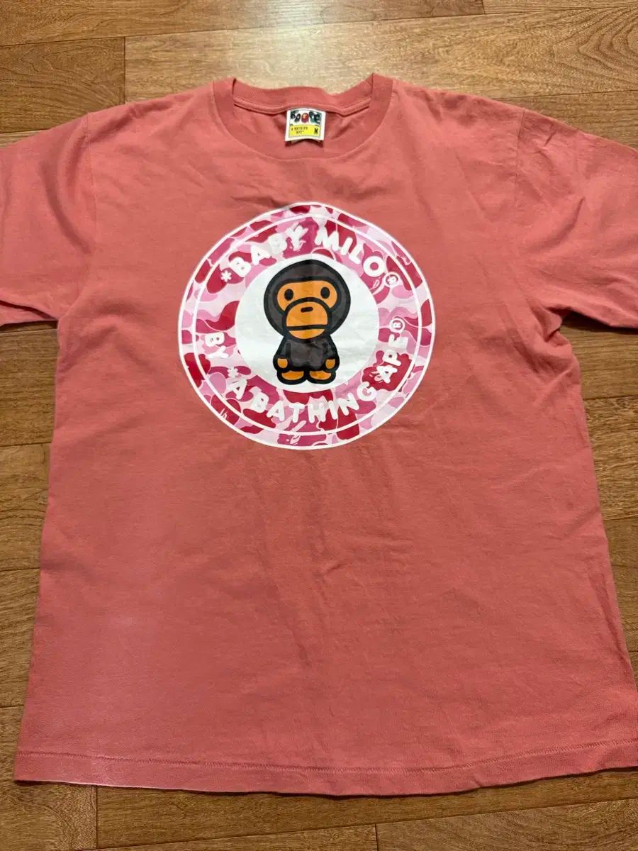 A BATHING APE アベイシングエイプ マイロ ピンク 半袖T M