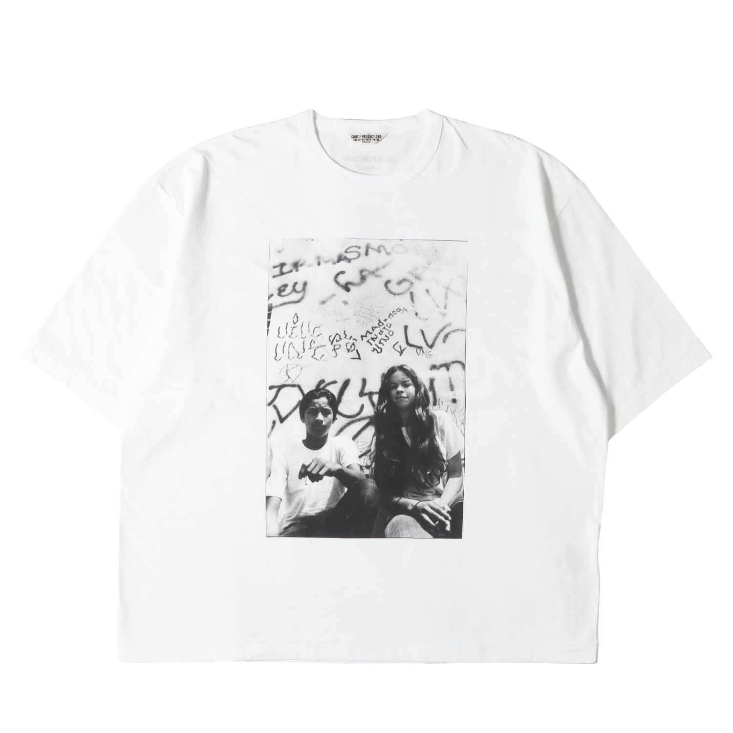 クーティー COOTIE Tシャツ プリント 白 ホワイト カットソー プリント 半袖 M X メンズ COOTIE クーティー Tシャツ サイズ:M 21SS ロゴプリント オーバー