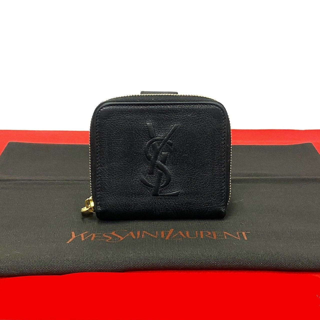 極 美品 YVES SAINT LAURENT イヴ サンローラン YSL ロゴ レザー