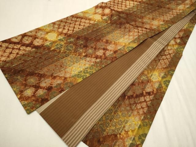 帯1453 ●菅原工房 菅原結 漢方染 高級正絹 紬 片面全通リバーシブル袋帯 平和屋着物○菅原工房 菅原結作 漢方染紬 両面 全通柄袋帯 蜘蛛