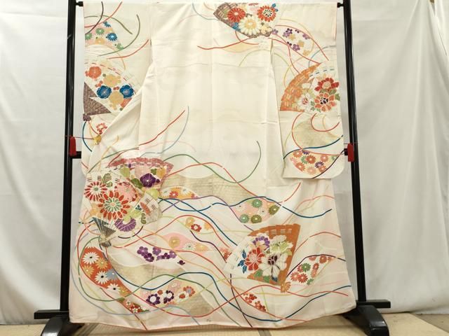 ＊振袖セット＊　豪華振袖　檜扇花文　やまと誂製 平和屋着物□豪華振袖 駒刺繍 檜扇花文 金彩 正絹 逸品