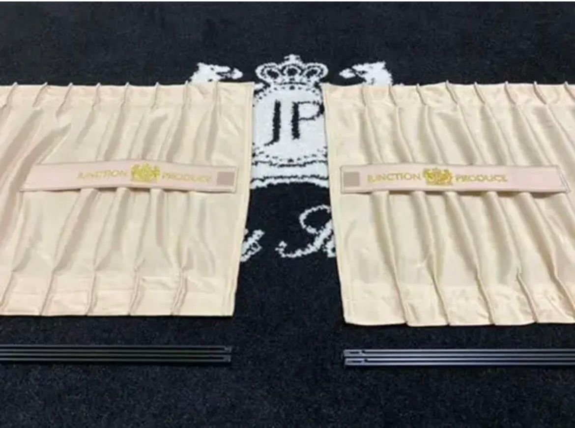 VIPカーテン　車内カーテン　ベージュ黒刺繍　1ペア　本物　ジャンクション VIPベージュカーテン ベージュ/ブラック刺繍 本物ジャンクション