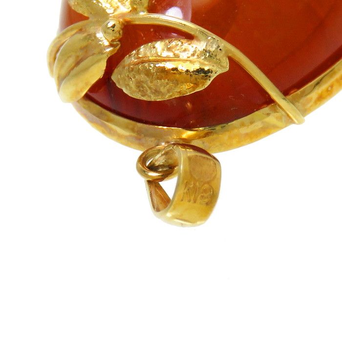 ペンダントトップ 虫入り △ヒビ K18 琥珀/コハク 琥珀 K18 ペンダント