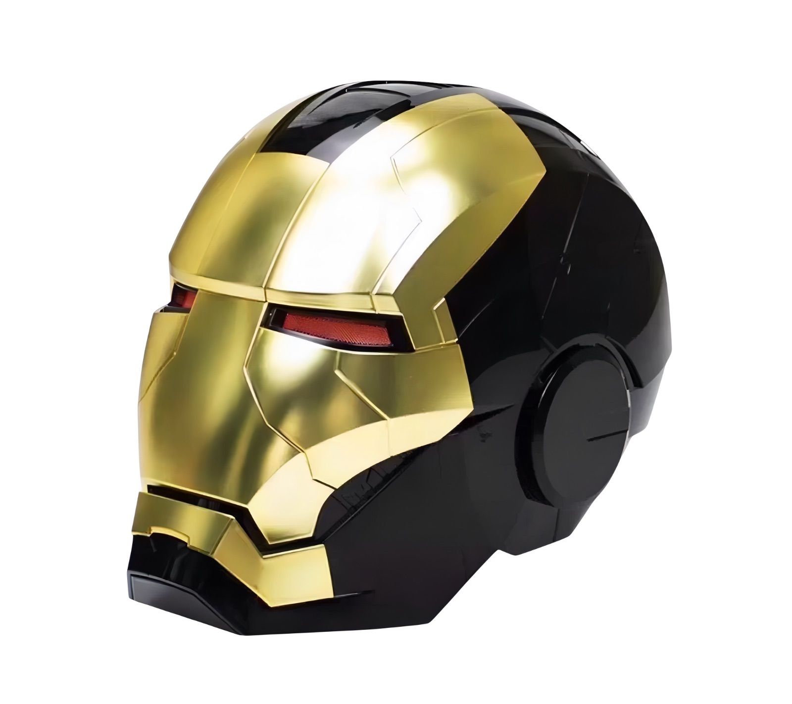アイアンマン リアルマスク ゴールドブラック メット 等身大 マーベル トニー スターク LED発光 自動作動 コスプレ 仮装 インテリア ironman