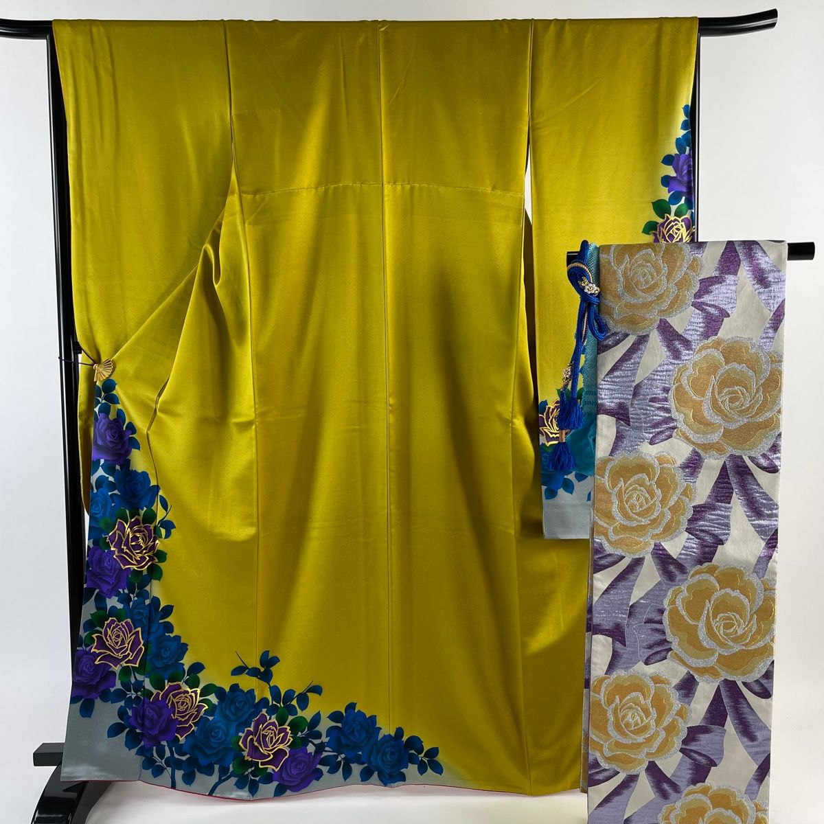 振袖 名品 身丈165cm 裄丈65.5cm 正絹 【中古】 振袖 身丈165cm 裄丈64cm M 袷 総絞り 赤黒 正絹 秀品｜中古・古着