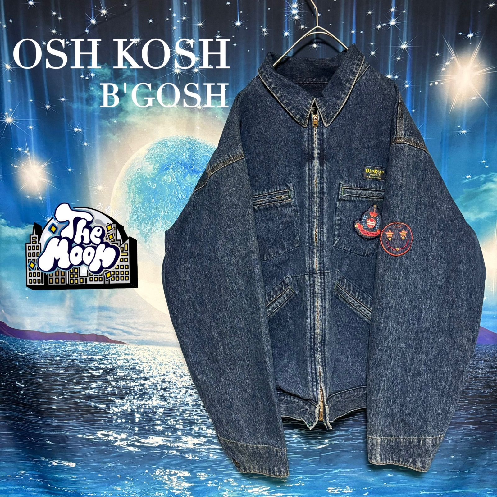 80s OSHKOSH オシュコシュ デニムジャケット カバーオール ジップ 