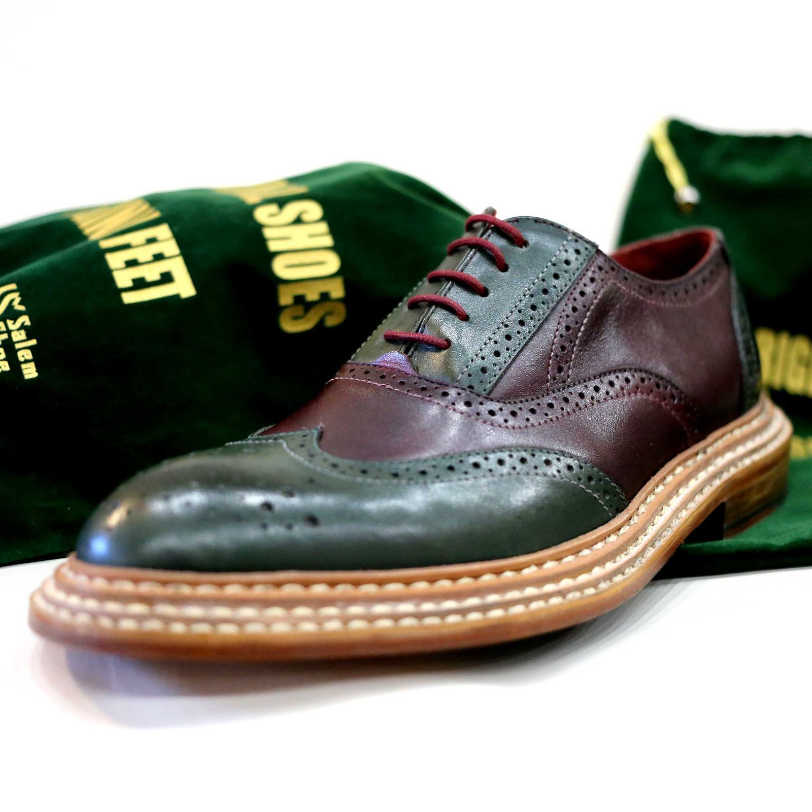 【Salem Shoe】グリーン＆ワインカラー トリプルステッチソール West Virginia