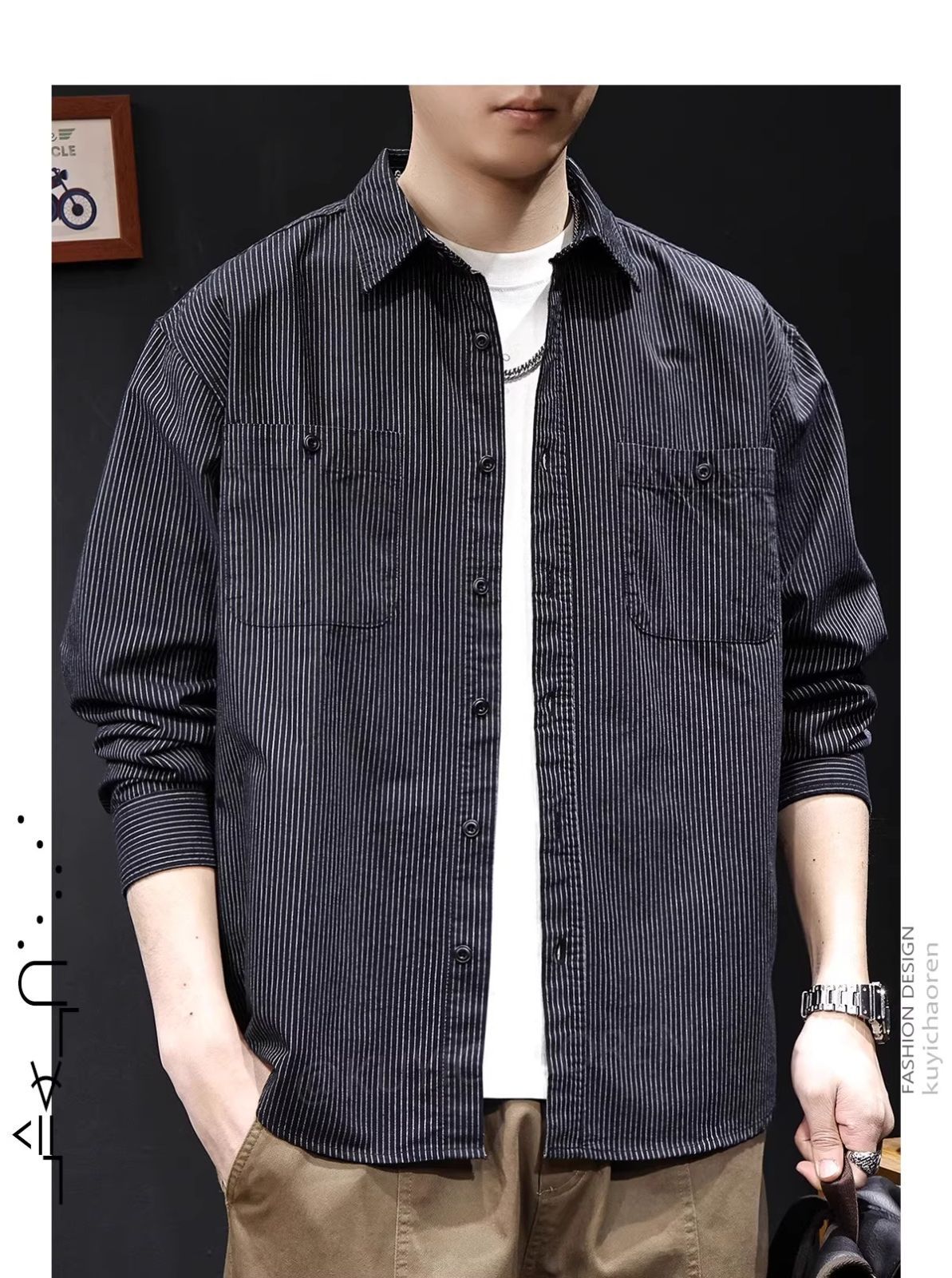 メンズストライプシャツ