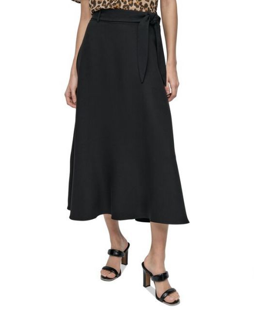 ダナ キャラン ニューヨーク レディース スカート ボトムス Petite Tie-Waist Midi Skirt Black