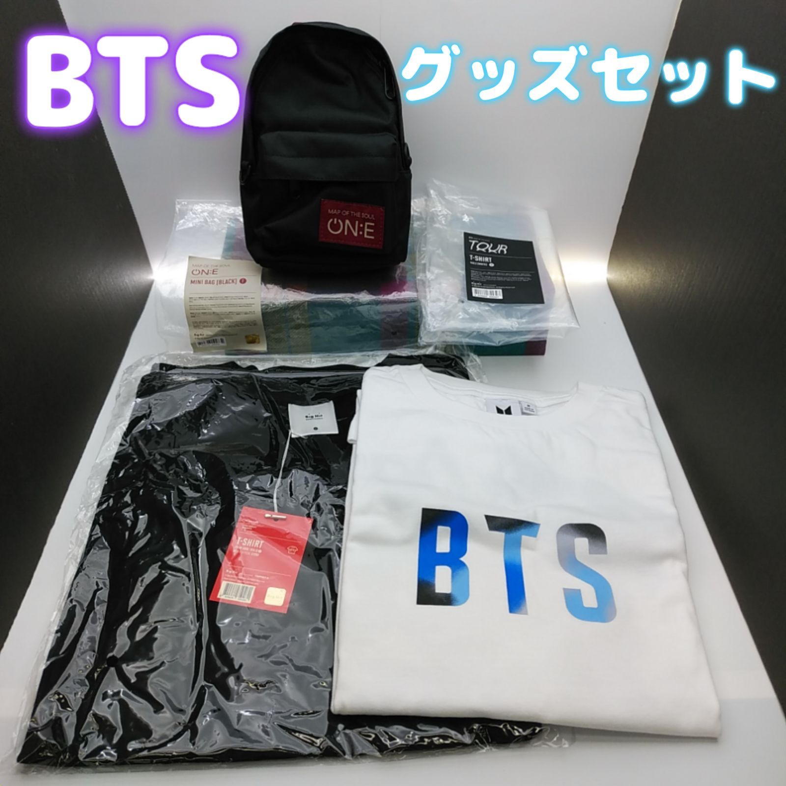 BTS】グッズセット 「Tシャツ白サイズM」「 Tシャツ黒サイズ２」「ミニバッグ」(10-2024-0512-NA-003) - メルカリ