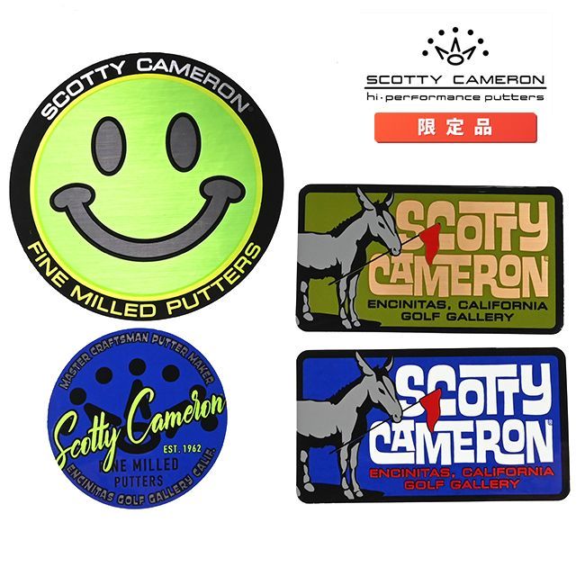 スコッティキャメロン ステッカー 4枚セット Scotty Cameron スマイリー / ジャックザドンキー / 7ポイントクラウン スクリプト
