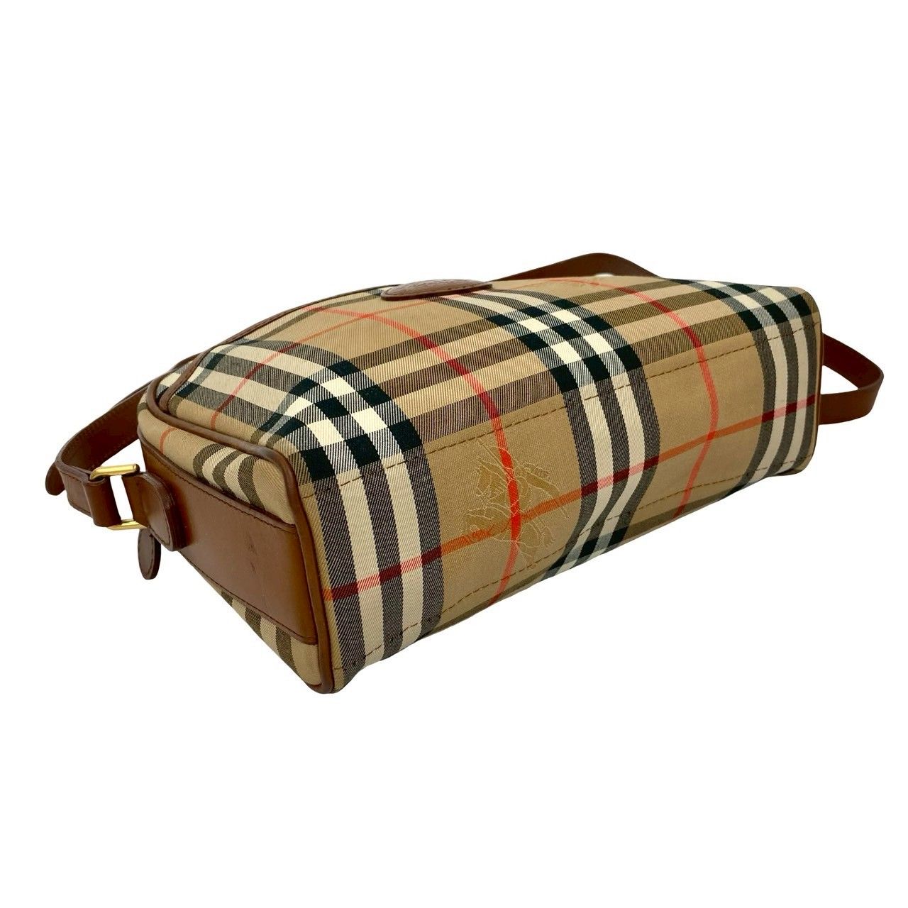 極 美品 BURBERRYS バーバリーズ ノバチェック シャドーホース ロゴ キャンバス レザー ショルダーバッグ ブラウン ベージュ 20247 BURBERRY（バーバリー） 極 美品 BURBERRYS バーバリーズ ノバチェック
