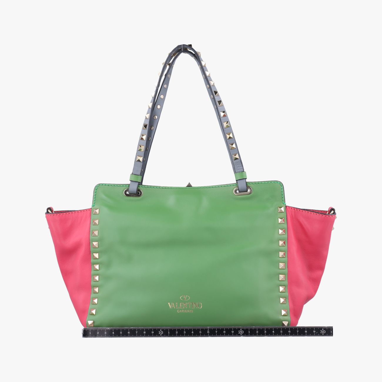 ヴァレンティノValentinoロックスタッズレッド x グリーン xピンクレザー製番不明