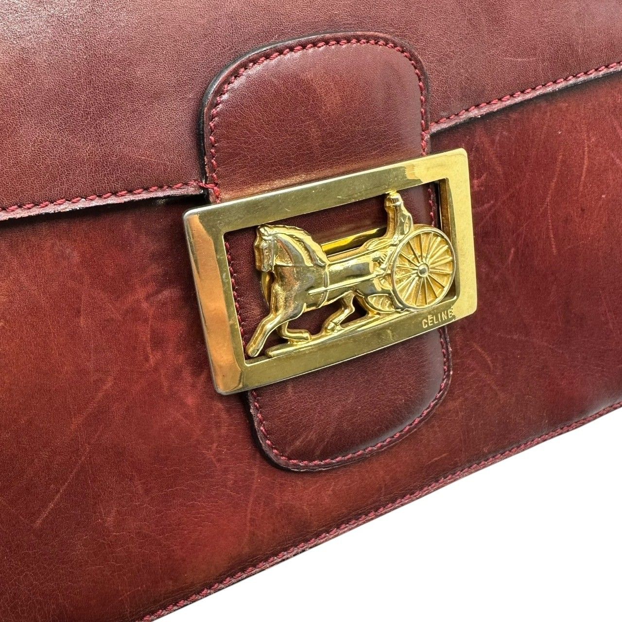 CELINE(セリーヌ) Vintage carriage metal leather shoulder bag