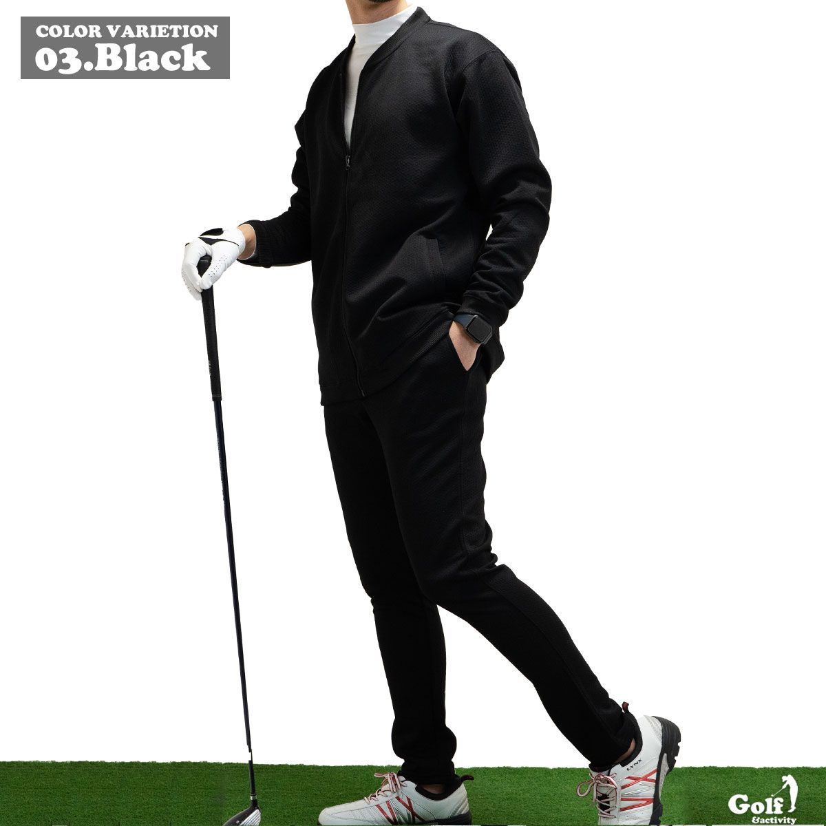 スポンジエンボス ゴルフ MA-1 セットアップ/黒(全３色)
