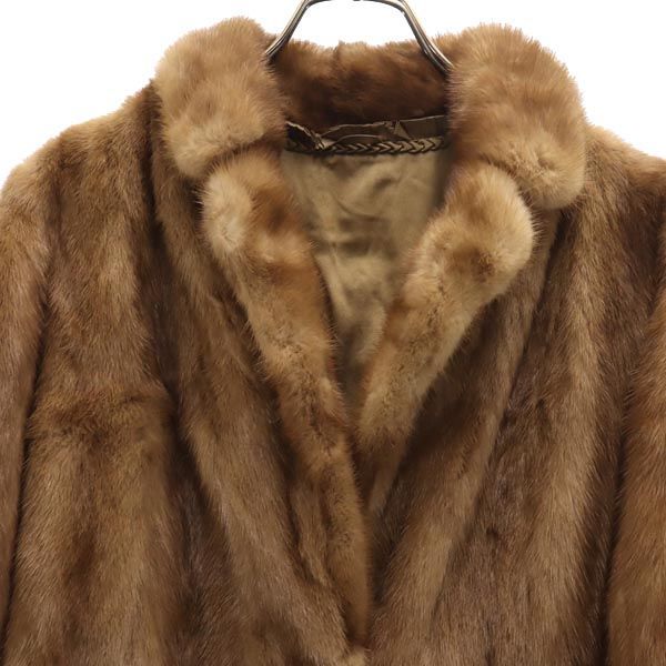 サガミンク 長袖 ミンクファー 毛皮コート 15 ブラウン SAGA MINK