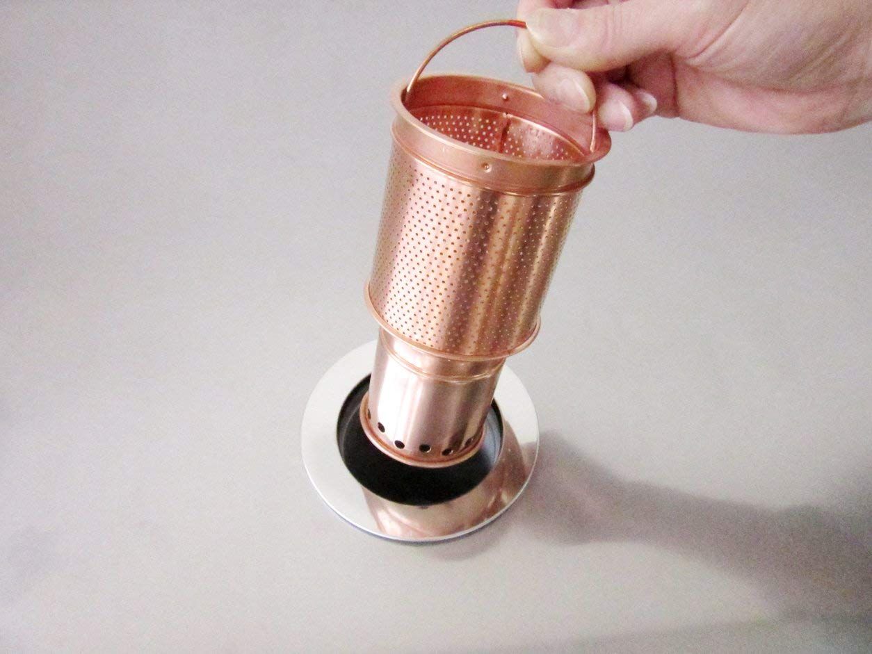 銅バスケットセット シンク ミニキッチン 佐野機工 コンパクトキッチン用 スリム型銅バスケット ゴミ受け