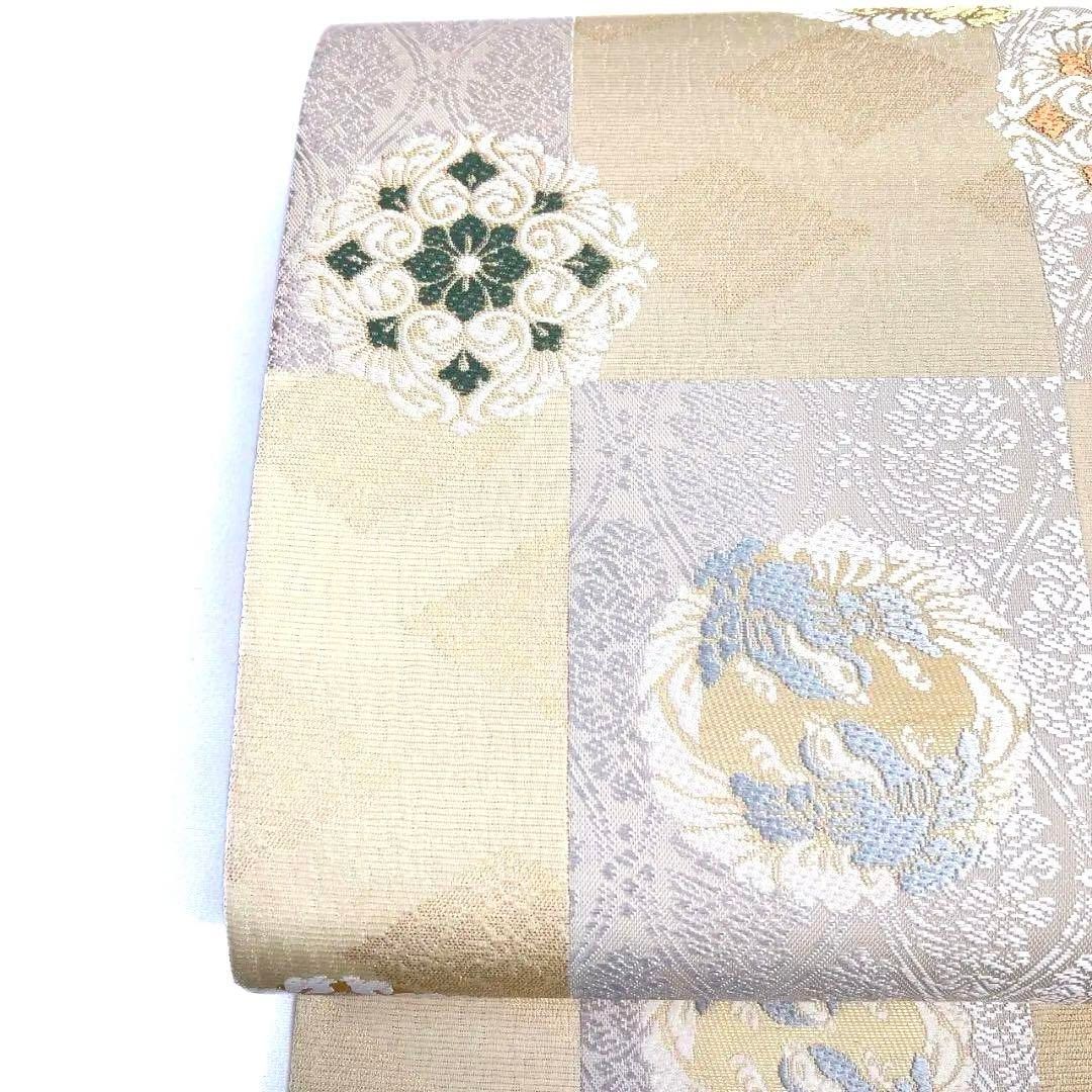 袋帯 ストア 変わり市松模様 華紋 鳳凰紋 立涌 花菱 金糸 着物 084a p