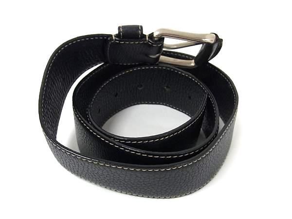 LOEWE ロエベ ベルト - ブラック レザー ユニセックス シルバー金具 美