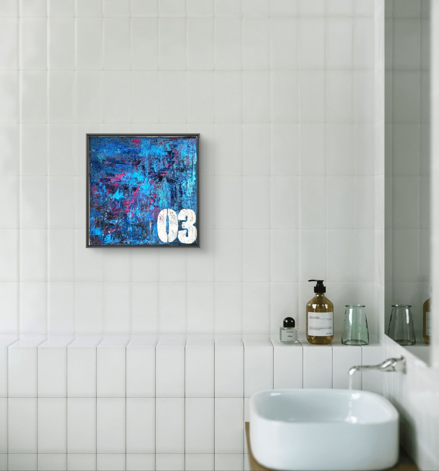 ナンバー3 / テクスチャーアート キャンバス 18×18㎝ S0号 原画のみ