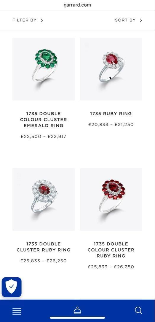 英国王室御用達 ガラード（Garrard）ルビー＆ダイヤモンド・クラスター