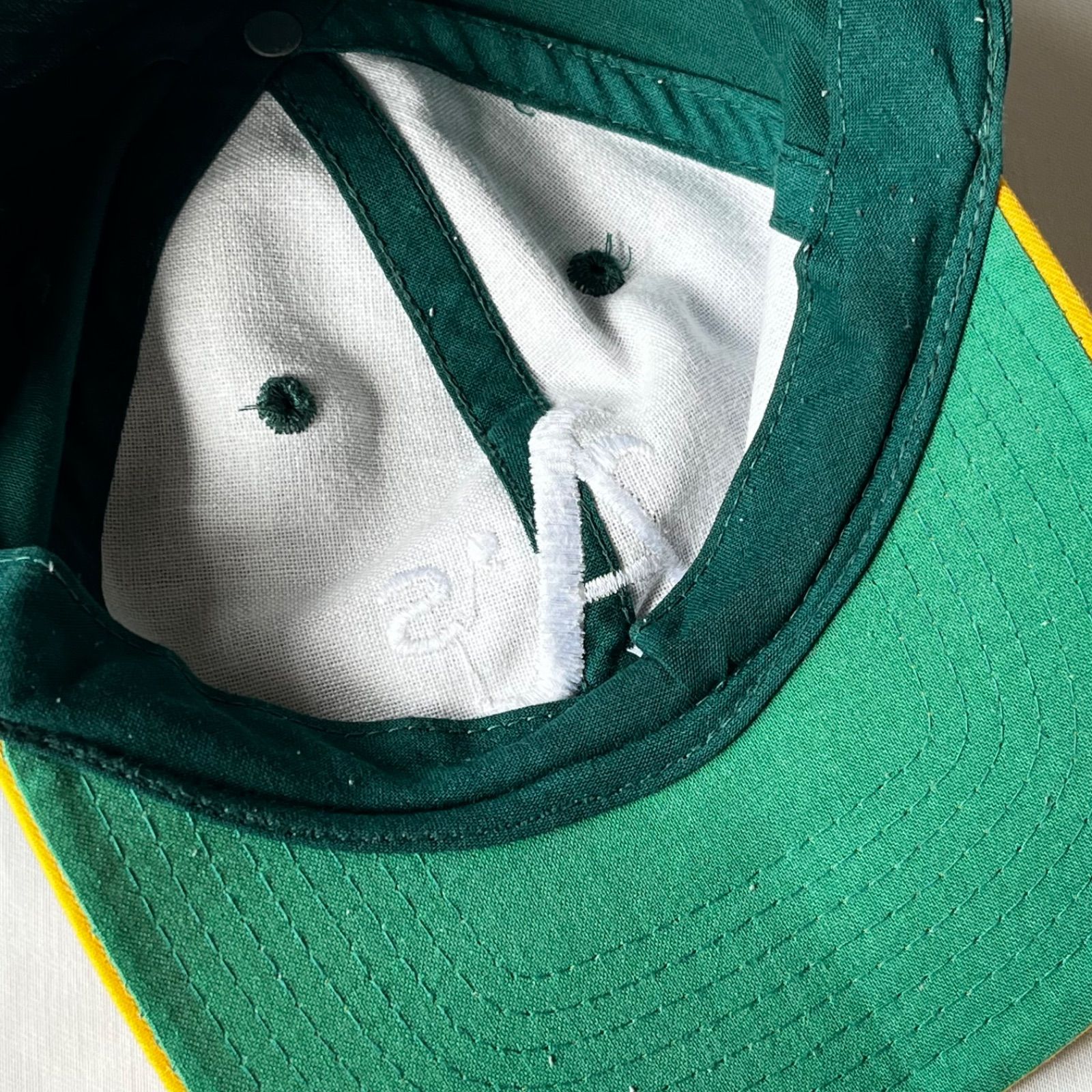 90s MLB ベースボールキャップ オークランドアスレチックス 栗原製 台湾製 90s ATHLETICS オークランドアスレチックス キャップ 緑 MLB野球