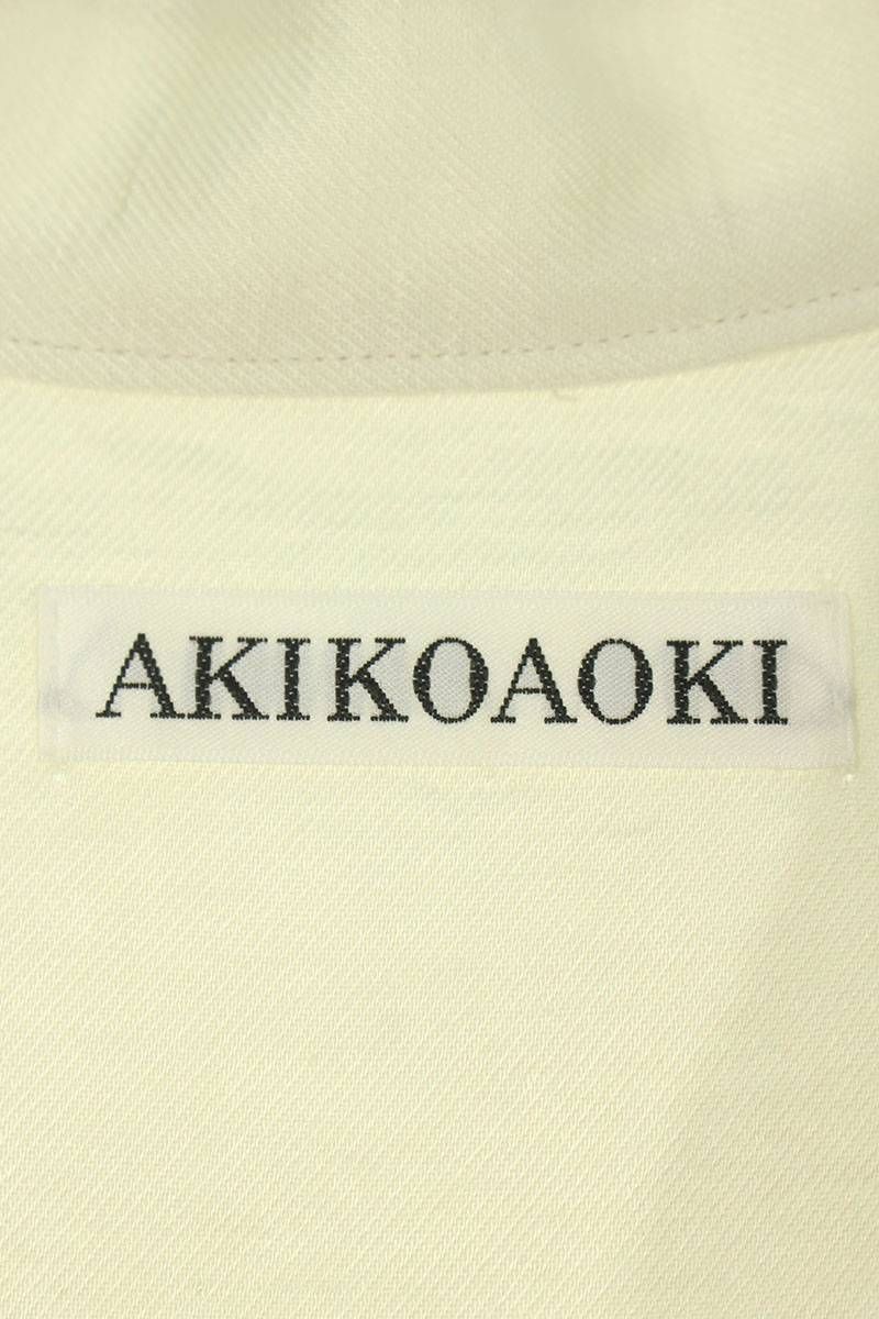 アキコアオキ AKIKOAOKI  21AW  AA21AW-SH01-02 ノーカラーサテン長袖シャツ  レディース FREE