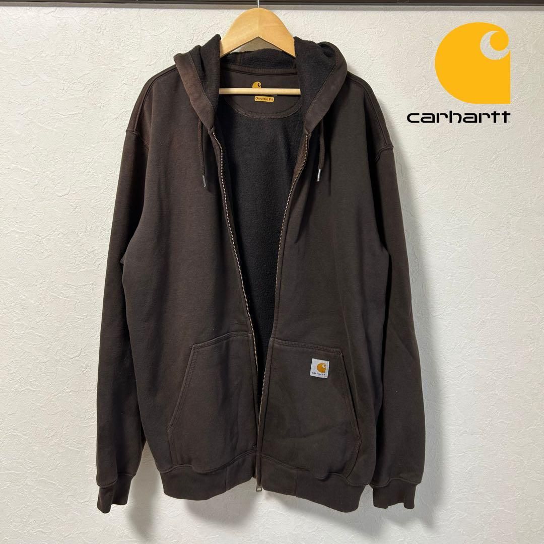 Carhartt 裏ボア ブラウンジップパーカー ブランド古着】ジップアップパーカー（その他アウター