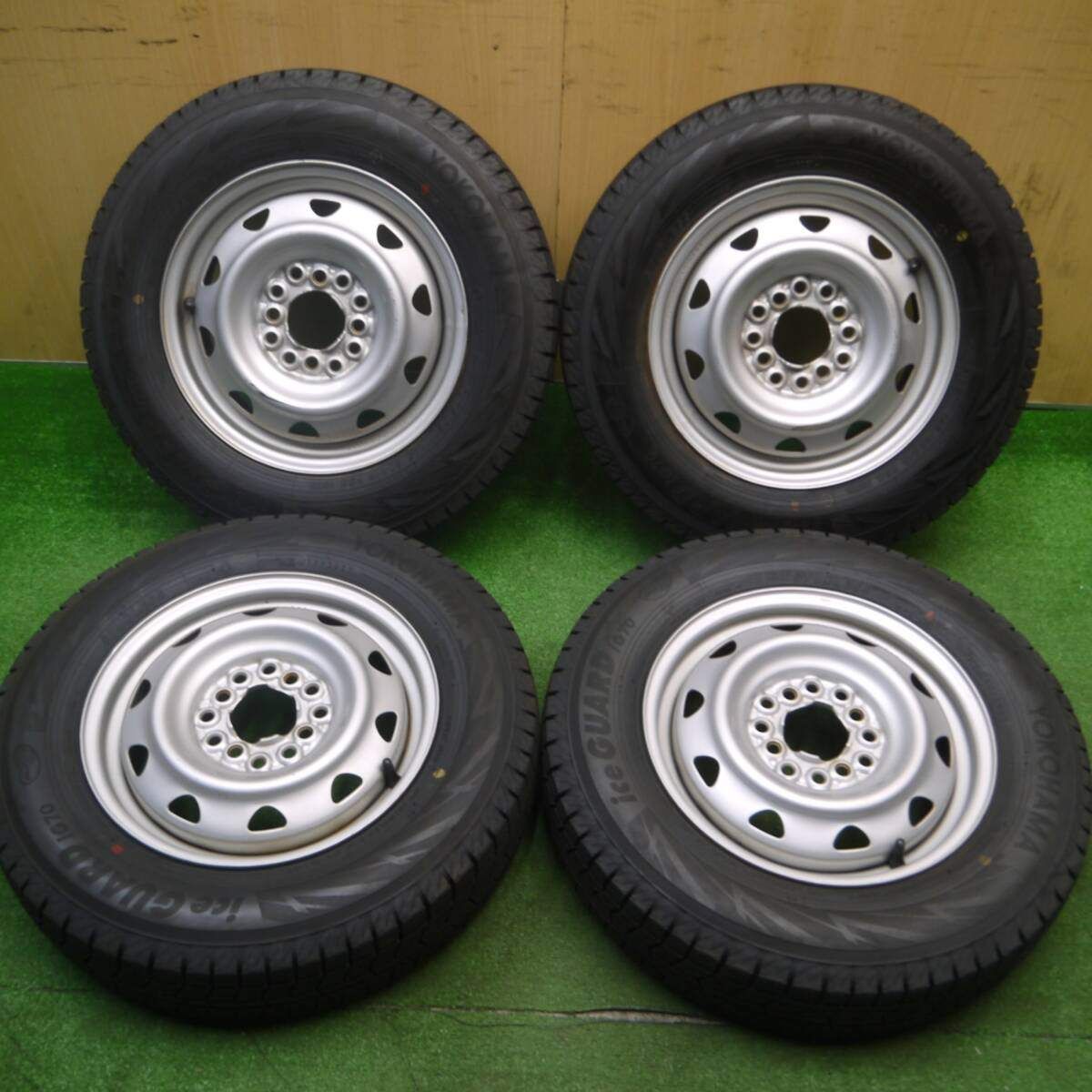 超バリ溝 23年 キレイ ほぼ10分 スタッドレス 145 80R13 ヨコハマ アイスガード iG70 スチール ホイール 13インチ PCD100 110 114.3 4H マルチ 4122301Hス