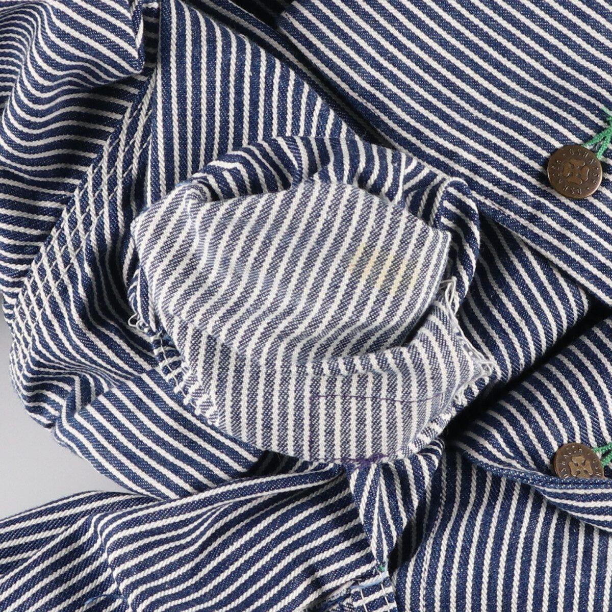 【美品】オシュコシュ OSHKOSH ヒッコリーストライプ カバーオール 米国製 古着 80年代 オシュコシュ Osh kosh B'GOSH ヒッコリー