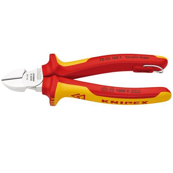 KNIPEX クニペックス T1000V絶縁斜ニッパー 落下防止 全長160mm 7006-160T