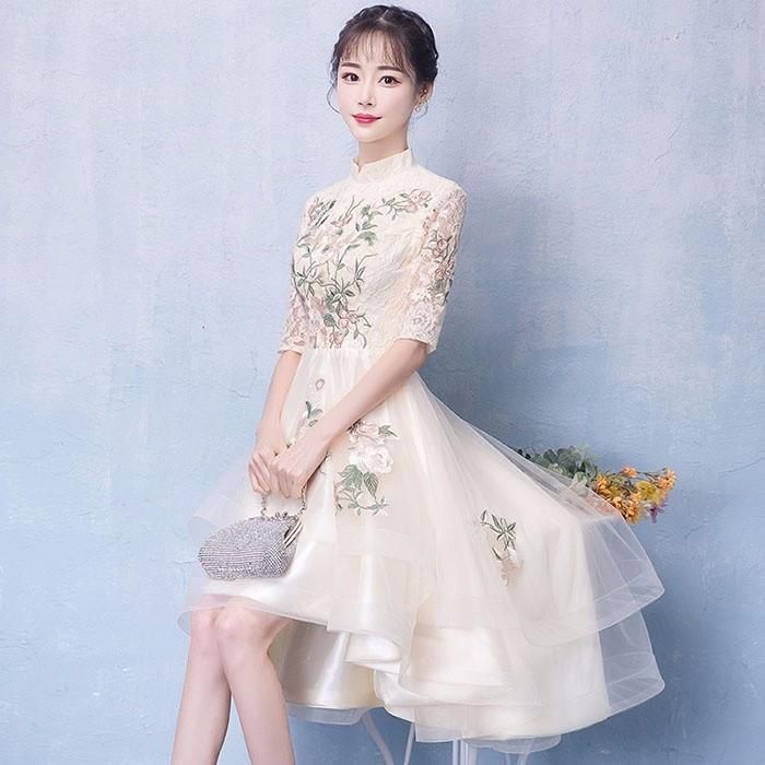 パーティードレス 演奏会 韓国 ぽっちゃり フィッシュテール ファスナータイプ 大きいサイズ 披露宴 司会者 20代 30代 レース 成人式