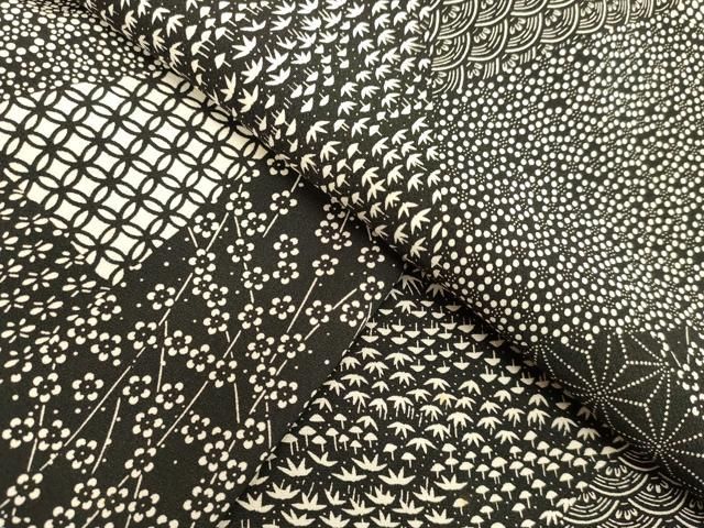 平和屋着物●江戸小紋 寄せ小紋柄 黒地 正絹 逸品 DAAV8745tw