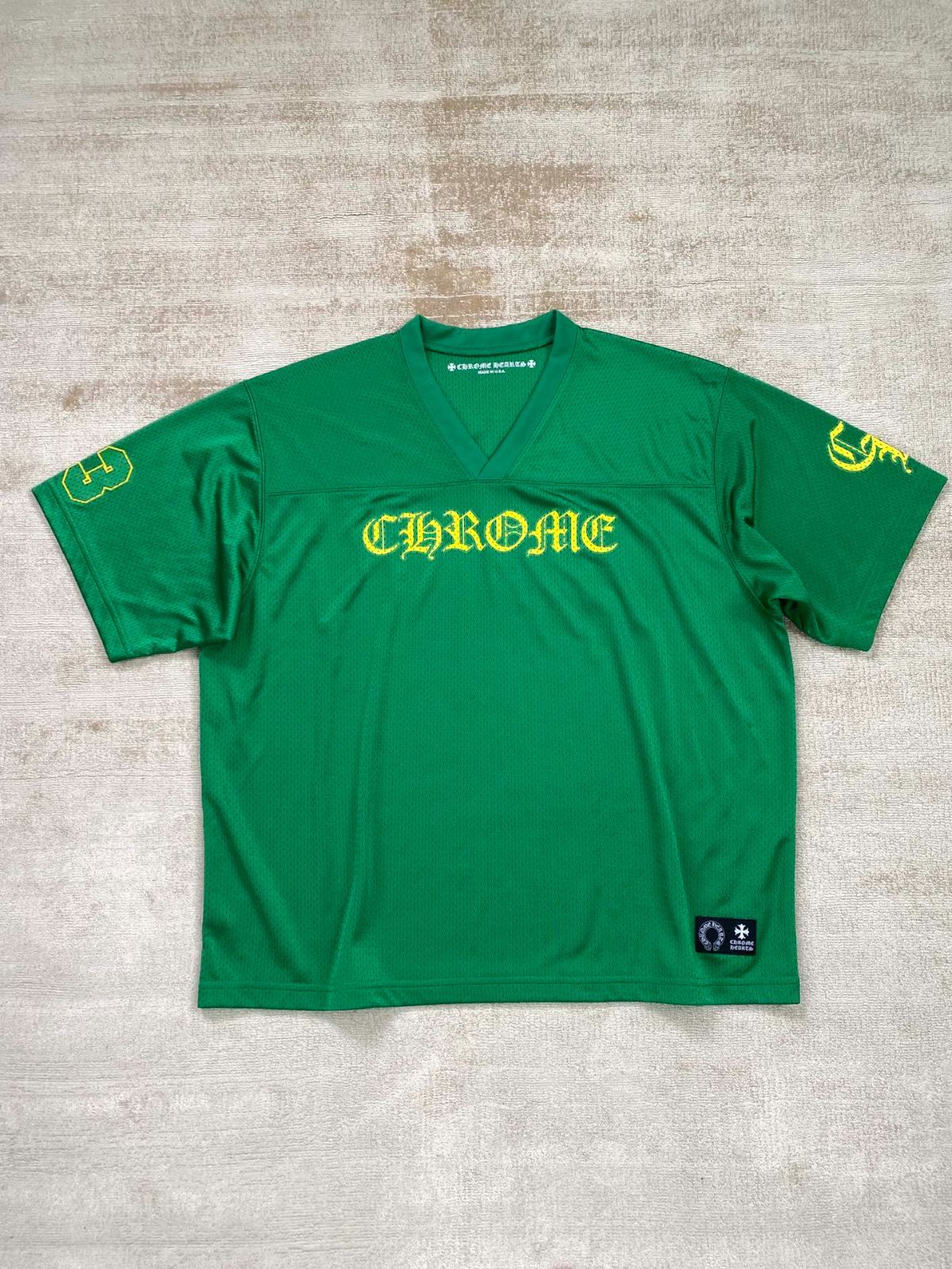 CHROME HEARTS SPORTS MESH SHORT SLEEVE WARM UP JERSEY “GREEN/YELLOW” 半袖