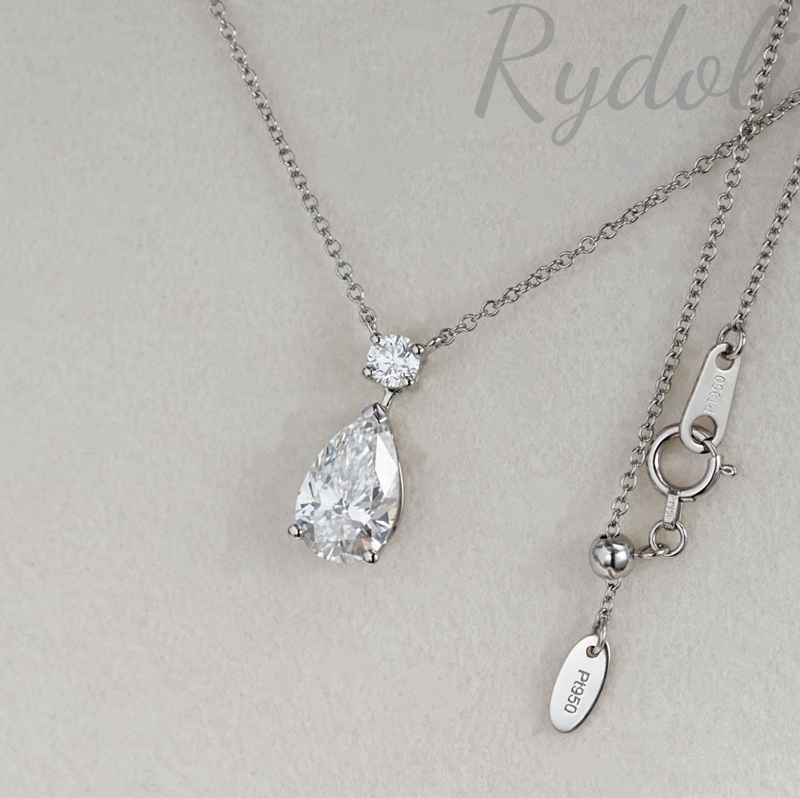 即納発送 PT950 1.58ct ペアシェイプ ダイヤネックレス ラボグロウン