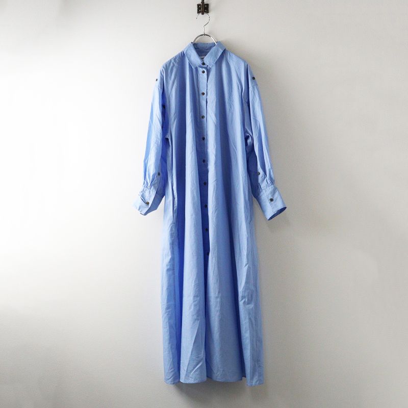 2025AW エンフォルド ENFOLD A-LINE DRESS 36 ライトブルー SoftタイプライターAラインドレス ワンピース 2400014650488