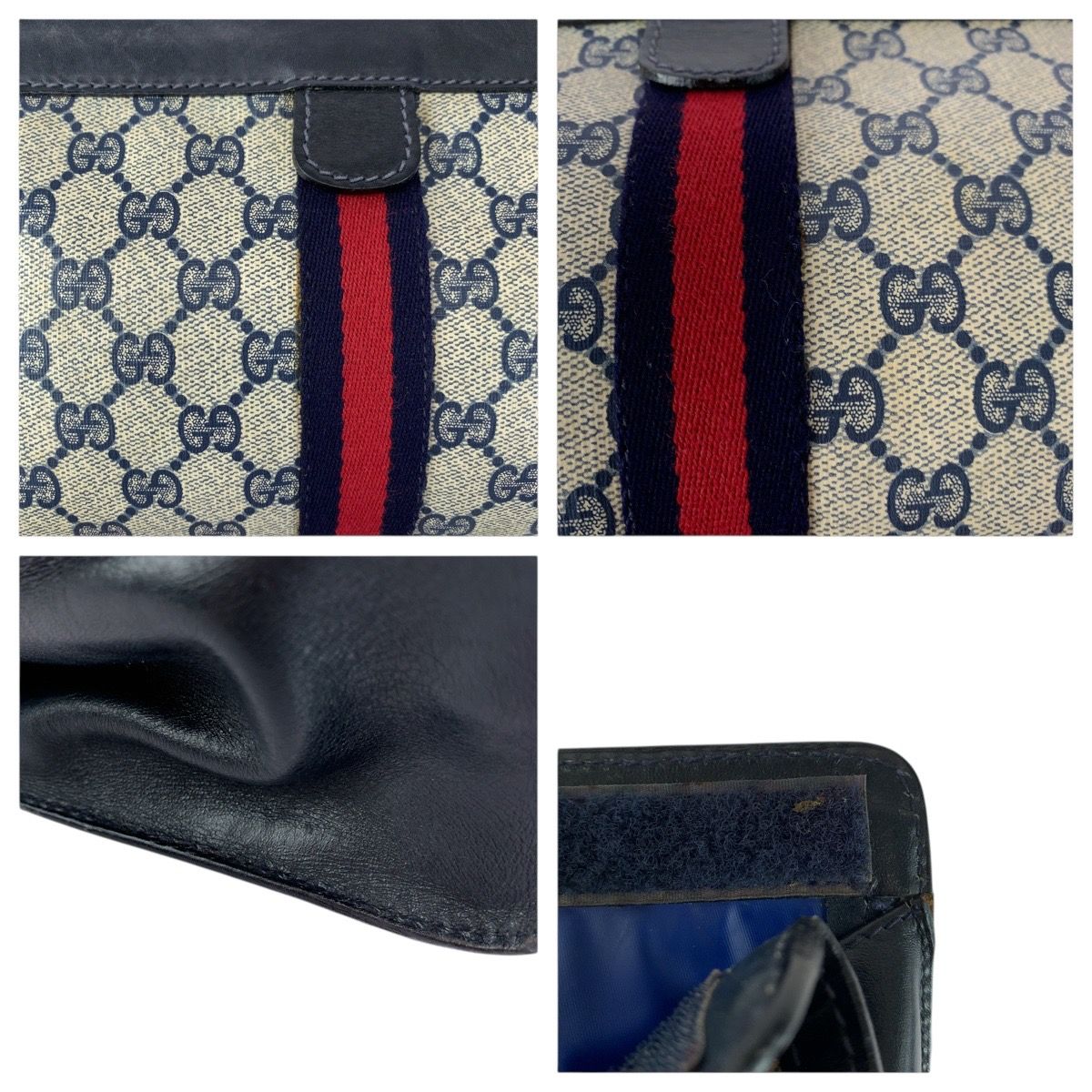 美品.正規】 GUCCI グッチ オールド　シェリー　カバン　トート　ネイビー オールドグッチ バッグ ショルダーバッグ レディース ネイビー